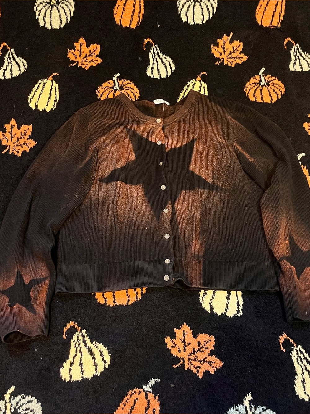 #11 GAP Brown and Black Star Accent Button Cardigan  availble on live sept 7th 9